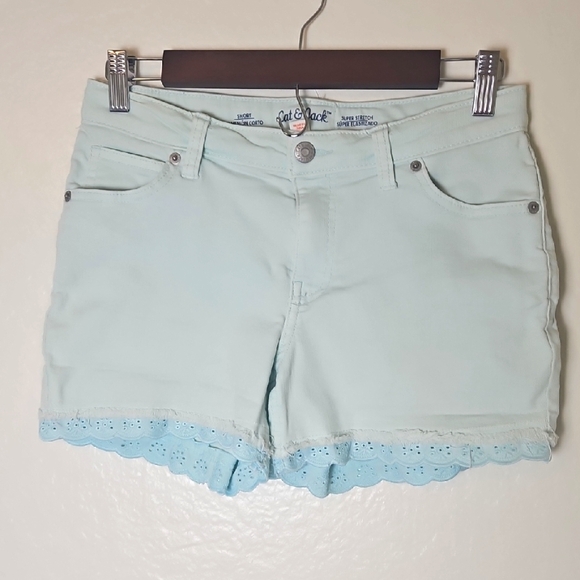 Cat & Jack Light Blue Jean Shorts with Lace Trim - Picture 1 of 4